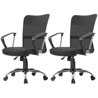 Vinsetto Lot de 2 fauteuils de bureau chaise de bureau réglable pivotant 360° fonction à bascule lin maille respirante noir(m-1)