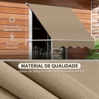 Outsunny Toldo Manual de Alumínio Retrátil Toldo de Fachada para Exterior Impermeável e Tecido de Poliéster 180x70 cm Bege(m-4)