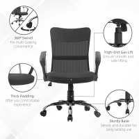 Vinsetto Lot de 2 fauteuils de bureau chaise de bureau réglable pivotant 360° fonction à bascule lin maille respirante noir(m-6)