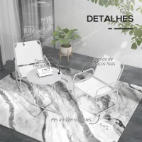 Outsunny Conjunto de Móveis de Jardim com 1 Mesa Redonda e 2 Cadeiras Estrutura de Aço e Apoio para os Braços Branco(m-7)