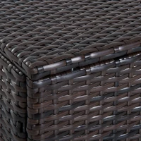 Outsunny Rattan Footstool Wicker Ottoman with Padded Seat Cushion Outdoor Patio Furniture for Garden Poolside Living Room, 50 x 50 x 35 cm, Brown(m-9)