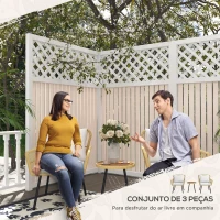 Outsunny Conjunto de Mesa e Poltronas para Jardim Exterior Jogo de 3 Peças de Vime com 2 Poltronas 1 Mesa para Terraço Natural(m-4)
