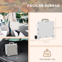HOMCOM Carrinho de Armazenamento Dobrável Carrinho de Compras com 2 Rodas Capacidade 32L para Casa 41,5x32,5x85 cm Branco(m-4)
