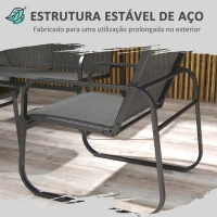 Outsunny Conjunto de Móveis de Jardim 4 Peças Móveis de Varanda com 2 Poltronas 1 Sofá de 2 Lugares e Mesa de Centro Preto(m-4)