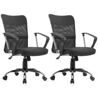 Vinsetto Lot de 2 fauteuils de bureau chaise de bureau réglable pivotant 360° fonction à bascule lin maille respirante noir(m-11)