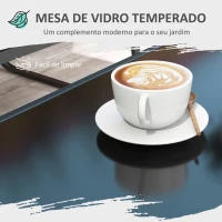 Outsunny Conjunto de Móveis de Jardim 4 Peças Móveis de Varanda com 2 Poltronas 1 Sofá de 2 Lugares e Mesa de Centro Preto(m-6)