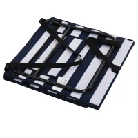 Outsunny Conjunto de 2 Esteiras de Praia Dobrável Esteiras Acolchoadas com Encosto Reclinável  142x51x40 cm Branco e Azul(m-9)