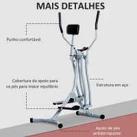 HOMCOM Bicicleta Elíptica Treinador Elíptico Ajustável com Monitor Capacidade 110 kg para Casa Ginásio 96x60x152 cm Cinza(m-7)