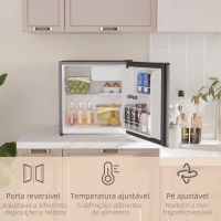 HOMCOM Mini Frigorífico Silencioso 46L Classe F com Temperatura Ajustável e Porta Reversível 48x44x49 cm Preto(m-6)