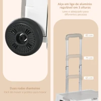 HOMCOM Carrinho de Armazenamento Dobrável Carrinho de Compras com 2 Rodas Capacidade 32L para Casa 41,5x32,5x85 cm Branco(m-6)