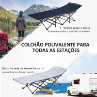 Outsunny Cama de Campismo Dobrável com Almofada Bolso Lateral e Bolsa de Transporte 188x64,5x53 cm Preto e Azul Escuro(m-4)