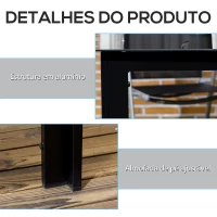 Outsunny Mesa de Jardim Retangular para 6 Pessoas Mesa de Jantar Exterior com Bancada de Vidro para Terraço 150x90x74 cm Preto(m-5)