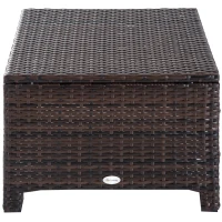 Outsunny Rattan Footstool Wicker Ottoman with Padded Seat Cushion Outdoor Patio Furniture for Garden Poolside Living Room, 50 x 50 x 35 cm, Brown(m-8)