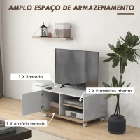 HOMCOM Móvel de TV Mesa de Sala de Estar Moderna de TV de 42 Polegadas com 4 Rodas 80x45x39,5 cm Branco(m-5)