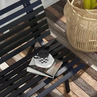 Outsunny Panchina da Esterno in Alluminio a 2 Posti a Doghe, 123x67x79cm, Nero(m-8)