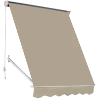 Outsunny Toldo Manual de Alumínio Retrátil Toldo de Fachada para Exterior Impermeável e Tecido de Poliéster 180x70 cm Bege(m-11)
