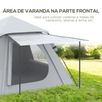 Outsunny Tenda de Campismo para 2-3 Pessoas Impermeável PU2000 mm Proteção UV50+ com Bolsa de Transporte 210x210x150 cm Prata(m-5)