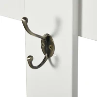 HOMCOM Móvel Cabide de Entrada com Espelho Cabide e Sapateira com 6 Ganchos e Prateleiras para 8 Pares de Sapatos Branco Brilhante(m-9)