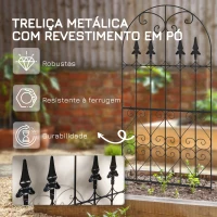 Outsunny Conjunto de 2 Treliças de Jardim Suportes para Trepadeiras com Estrutura de Aço para Plantas Terraço 55x128 cm Preto(m-6)