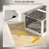 HOMCOM Caixa de Armazenamento Empilhável com Tampa 69L Caixa Organizadora Dobrável com Rodas 60x42x34 cm Branco(m-6)