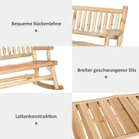 Outsunny Schommelbank Tuinbank Houten Bank, Boomstam-look, Weerbestendig, 112 cm x 96 cm x 93 cm, Natuurlijk(m-5)