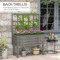 Outsunny 45 x 105cm Wooden Garden Planter, with Trellis - Grey(m-4)