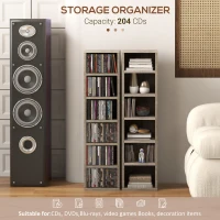 HOMCOM Set of Two 102 CD Storage Units - Dark Wood-Effect(m-4)