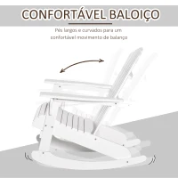 Outsunny Cadeira Baloiço Cadeira Adirondack de Madeira Natural 77x94x97 cm para Jardim Varanda Exterior de Estilo Rústico Branco(m-4)