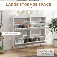 HOMCOM Shoe Storage Cabinet, 4 Flip Drawers, Shoe Organizer for 16 Pairs of Shoes, White(m-4)