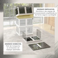 HOMCOM Caixa de Armazenamento Empilhável com Tampa 69L Caixa Organizadora Dobrável com Rodas 60x42x34 cm Branco(m-4)