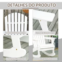 Outsunny Cadeira Baloiço Cadeira Adirondack de Madeira Natural 77x94x97 cm para Jardim Varanda Exterior de Estilo Rústico Branco(m-6)