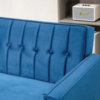 HOMCOM Velvet-Feel Three-Seater Sofa Bed - Blue(m-9)