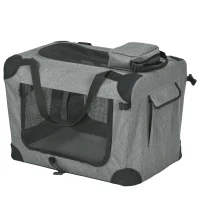 PawHut Oxford Fabric Folding Pet Carrier Bag Grey(m-11)