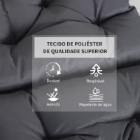 Outsunny Conjunto de 2 Almofadas de Cadeira 50x98x8 cm Almofadas de Cadeira de Exterior para Jardim Terraço Varanda Cinza Escuro(m-4)