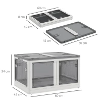 HOMCOM Caixa de Armazenamento Empilhável com Tampa 69L Caixa Organizadora Dobrável com Rodas 60x42x34 cm Branco(m-3)
