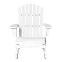 Outsunny Cadeira Baloiço Cadeira Adirondack de Madeira Natural 77x94x97 cm para Jardim Varanda Exterior de Estilo Rústico Branco(m-11)