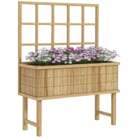 Outsunny 45 x 105cm Wooden Garden Planter, with Trellis - Natural(m-11)