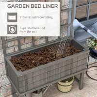 Outsunny 45 x 105cm Wooden Garden Planter, with Trellis - Grey(m-6)