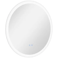 kleankin Round Bathroom Mirror with LED Lights, Wall-Mounted Dimmable Makeup Mirror with 3 Temperature Colours, Defogging Film, Memory Function, Hardwired, 70 x 70 cm(m-11)