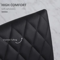 HOMCOM Modern Dining Chairs Upholstered Faux Leather Accent Chairs with Metal Legs for Kitchen, Set of 4, Black(m-5)