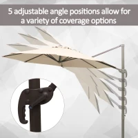 Outsunny 3M Banana Parasol Hanging Cantilever Umbrella W/ Cross Base Hand Crank Aluminium Frame 360°Rotation Hand Crank-Beige(m-5)