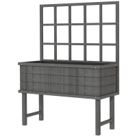 Outsunny 45 x 105cm Wooden Garden Planter, with Trellis - Grey(m-1)