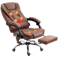Vinsetto Heated 6 Points Vibration Massage Executive Office Chair Adjustable Swivel Ergonomic High Back Desk Chair Recliner with Footrest Brown(m-12)