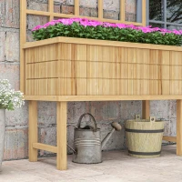 Outsunny 45 x 105cm Wooden Garden Planter, with Trellis - Natural(m-9)