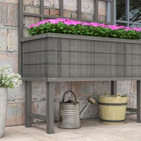 Outsunny 45 x 105cm Wooden Garden Planter, with Trellis - Grey(m-9)
