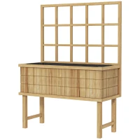 Outsunny 45 x 105cm Wooden Garden Planter, with Trellis - Natural(m-1)