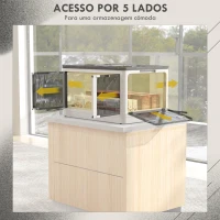 HOMCOM Caixa de Armazenamento Empilhável com Tampa 69L Caixa Organizadora Dobrável com Rodas 60x42x34 cm Branco(m-5)