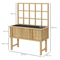 Outsunny 45 x 105cm Wooden Garden Planter, with Trellis - Natural(m-3)