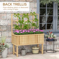 Outsunny 45 x 105cm Wooden Garden Planter, with Trellis - Natural(m-4)