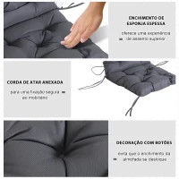 Outsunny Conjunto de 2 Almofadas de Cadeira 50x98x8 cm Almofadas de Cadeira de Exterior para Jardim Terraço Varanda Cinza Escuro(m-6)